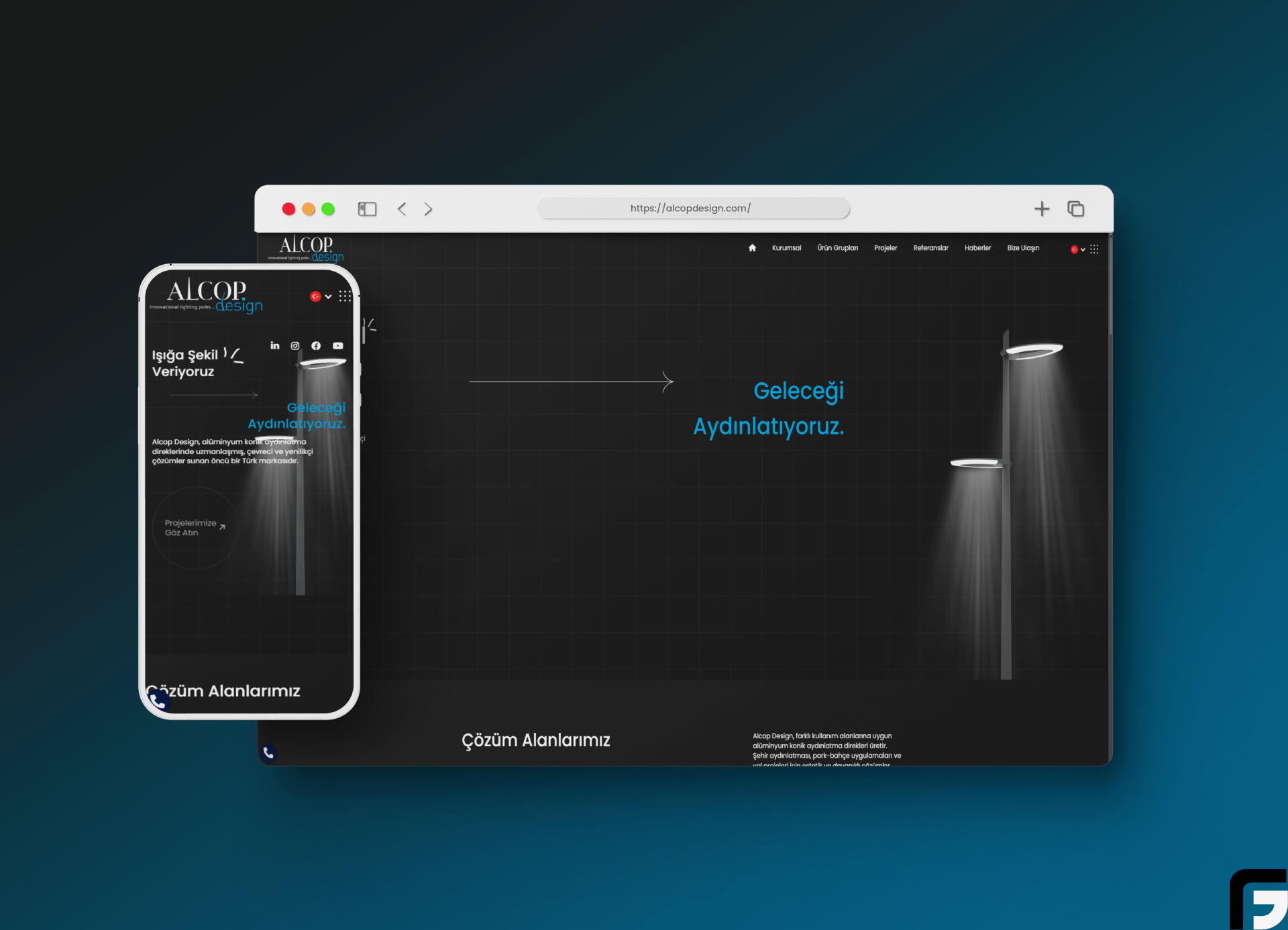 Alcop Design – Endüstriyel Aydınlatma ve Direk Üretim Web Sitesi