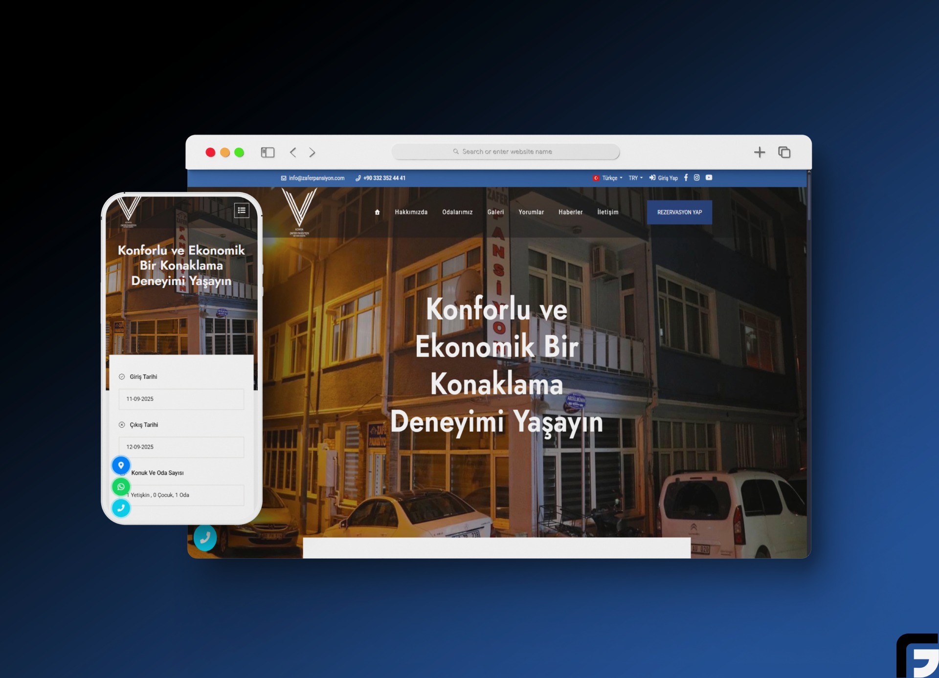 Konya Zafer Pansiyon - Tanıtım ve Rezervasyon Web Sitesi